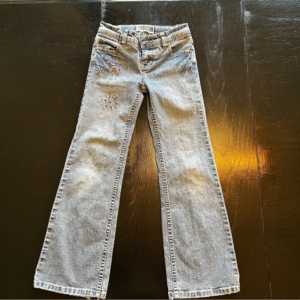 Kids Size 8 Wide leg Bedazzle Jeans Pants Denim 2000s